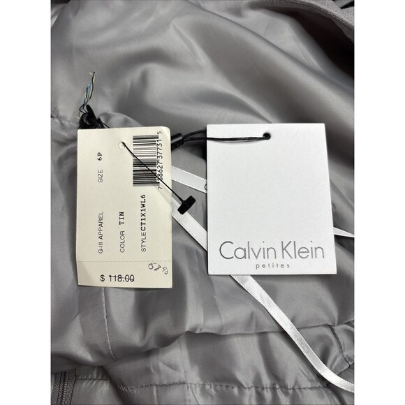 Calvin Klein  Light Gray V Neck Sleeveless Career Dress Sz 6 Petites NWT - Picture 13 of 14